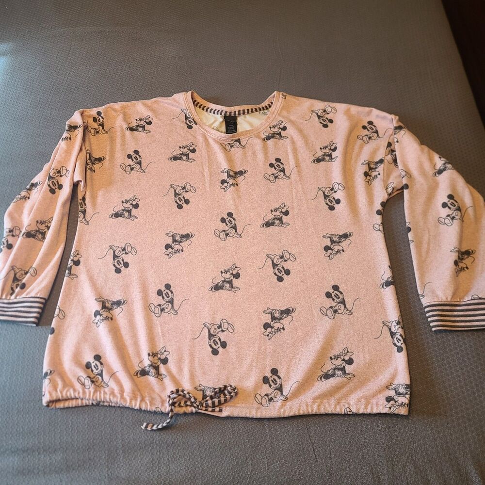 Pink Disney Oversize Soft Shirt Mickey & Minnie Size XL Women's Long Sleeve